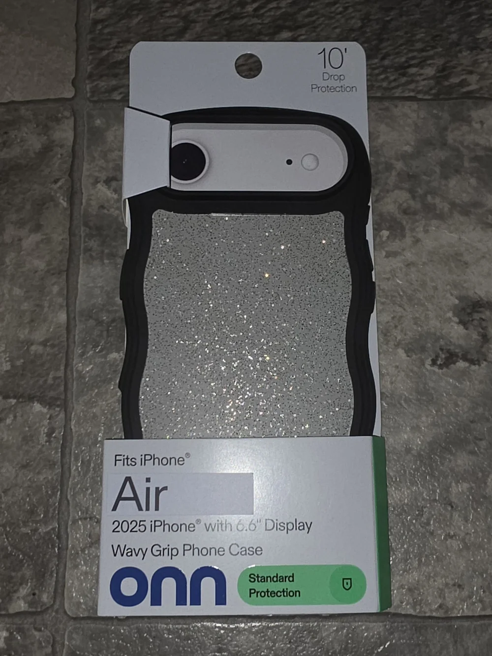 onn. Wavy Grip Phone Case for iPhone Air Silver/Gold Glitter BNIB